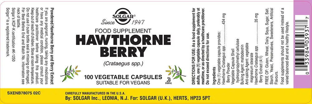 Hawthorne Berry Product Label